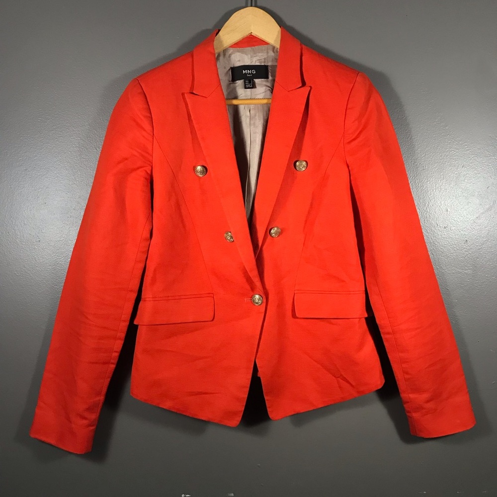 โSoldโ MNG Suit Cotton/Linens Blazer Jacket Orange - Picture 1 of 8